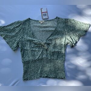 Elegant Green Floral Blouse